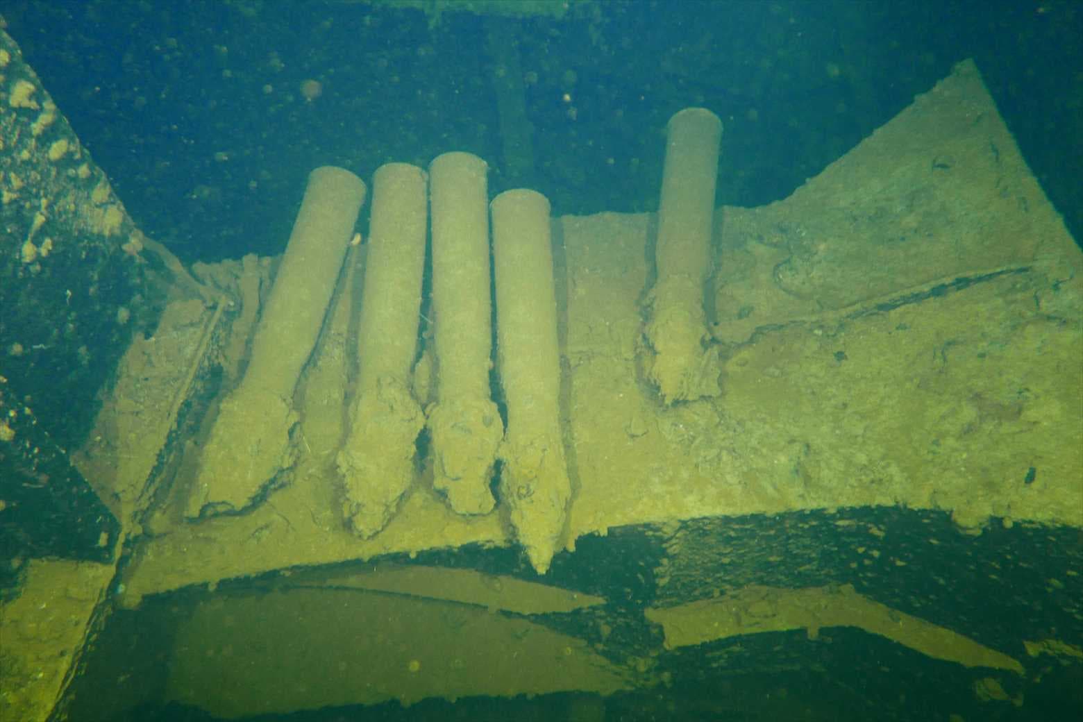 Shells lying in the Heian Maru wreck, Chuuk