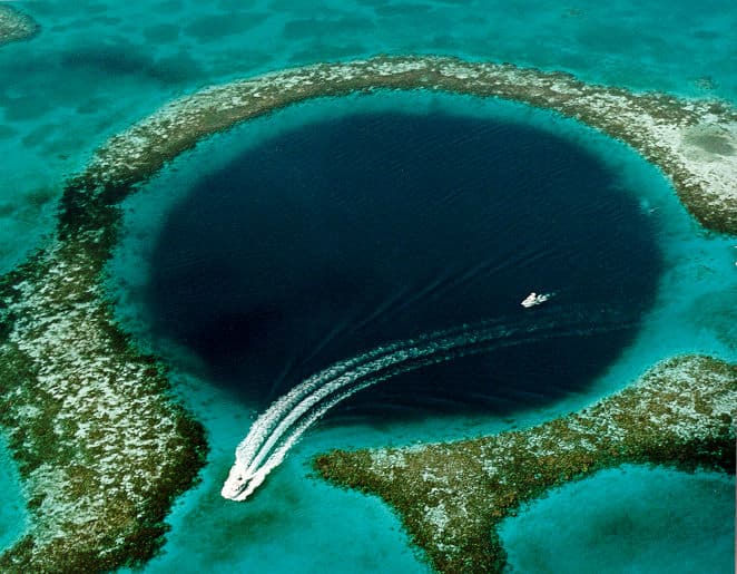 Aerial view of the Great Blue Hole, Belize